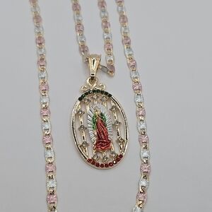 VIRGIN MARY beautiful necklace gold-plated three colors 20"inches